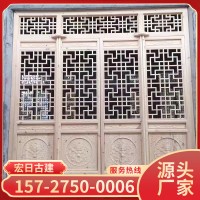 木窗花格仿古门窗厂家中式窗格古典明清实木窗户对开寺庙园林装修